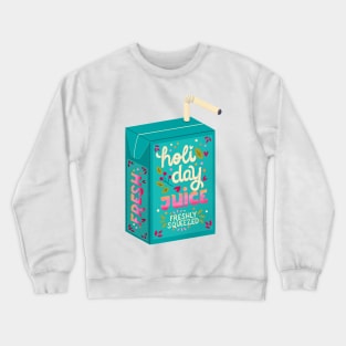 Juice box with hand lettering holiday juice. Cute festive winter holiday illustration. Bright colorful pink and blue greeting card. Crewneck Sweatshirt